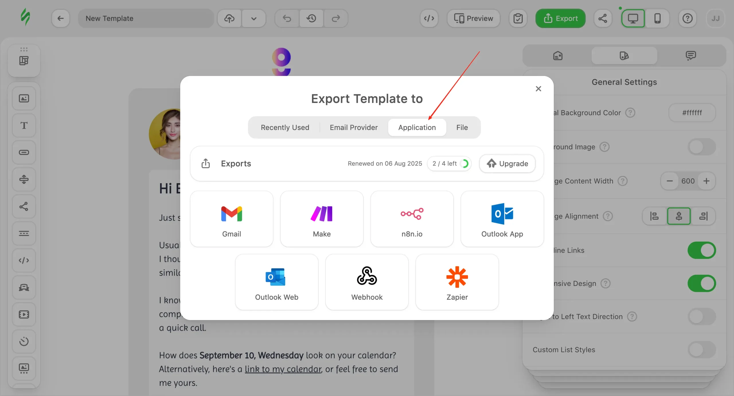Stripo email对部分邮箱提供一键导出功能